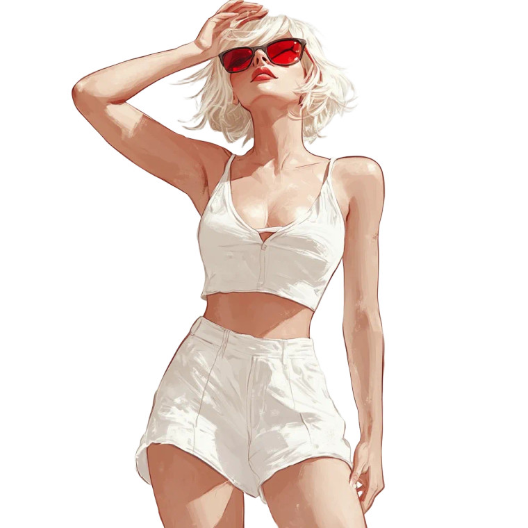 Summer Sketch Woman Vinyl Car Decal Sticker – Waterproof & UV-Resistant 8"