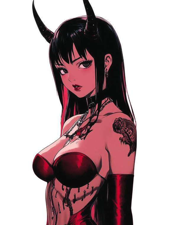 Anime Horned Woman Vinyl Car Decal Sticker – Waterproof & UV-Resistant 8"