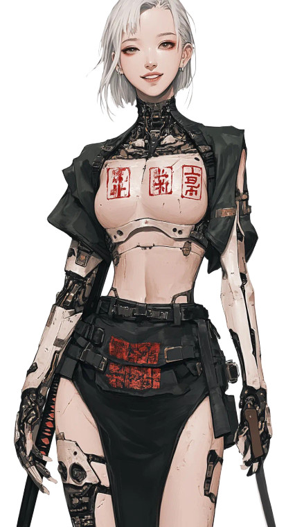 Porcelain Android Katana Vinyl Car Decal Sticker – Waterproof & UV-Resistant 8"