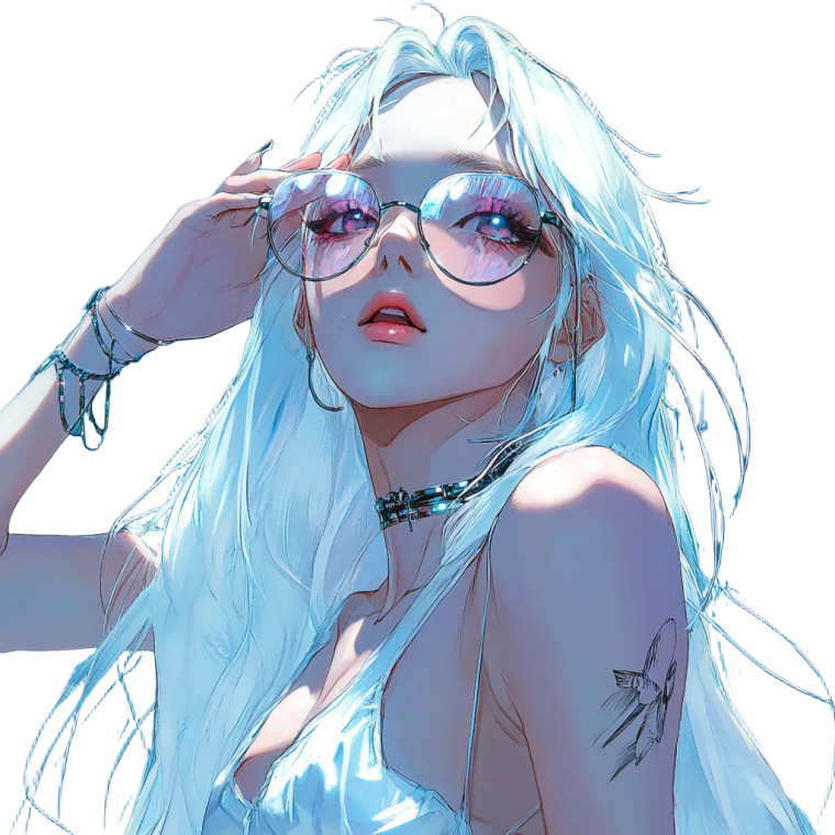 Futuristic White-Haired Girl Vinyl Car Decal Sticker – Waterproof & UV-Resistant 8"
