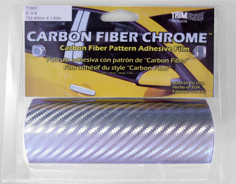Trimbrite Protective Film T1851 Carbon Fiber Chrome; Universal; Chrome; 5-7/8 Inch Width x 6 Foot Roll; With Squeegee