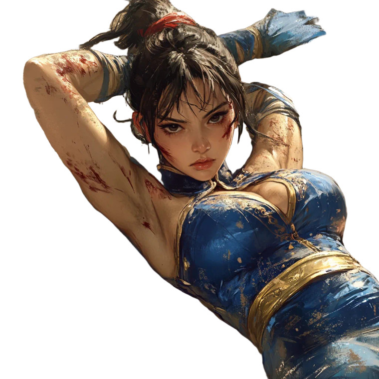 Chun Li Beaten Vinyl Car Decal Sticker – Waterproof & UV-Resistant 8"