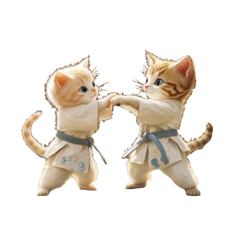 Kitten Judo Match Vinyl Car Decal Sticker – Waterproof & UV-Resistant 8"