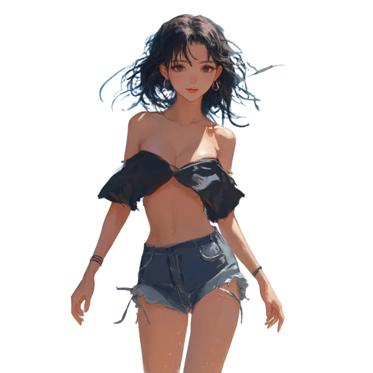 Walking Manga Lady Vinyl Car Decal Sticker – Waterproof & UV-Resistant 8"