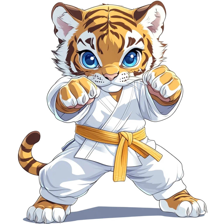Kawaii Judo Tiger Vinyl Car Decal Sticker – Waterproof & UV-Resistant 8"