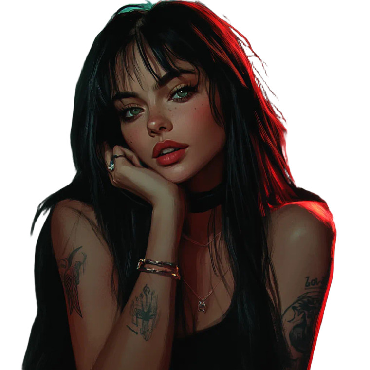 Neon-Lit Tattooed Woman Vinyl Car Decal Sticker – Waterproof & UV-Resistant 8"