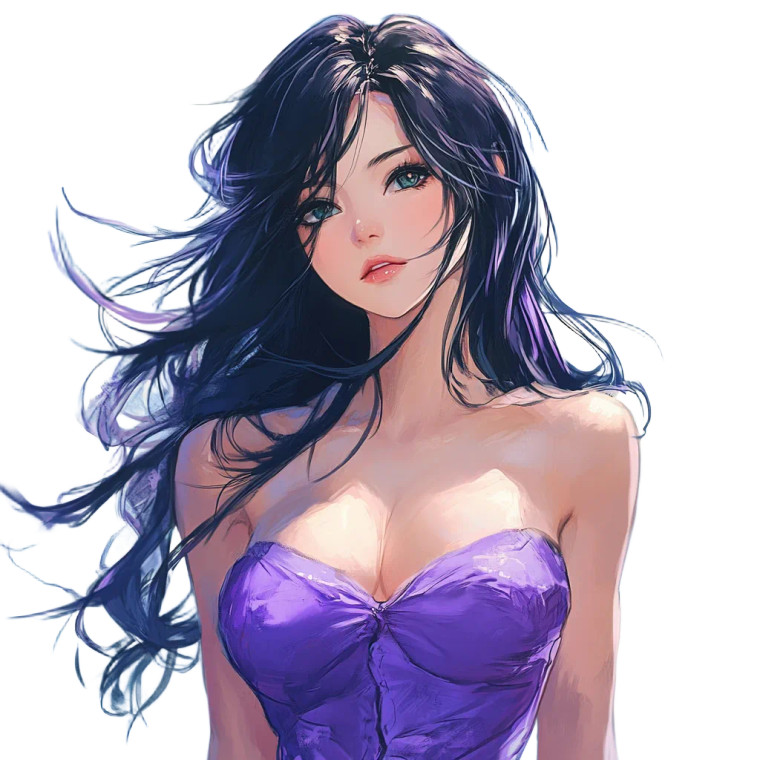 Purple Dress Cartoon Vinyl Car Decal Sticker – Waterproof & UV-Resistant 8"