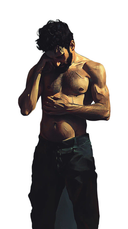 Hungry Man Art Vinyl Car Decal Sticker – Waterproof & UV-Resistant 8"