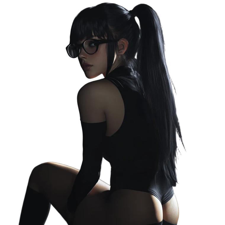 Pigtail Woman Glancing Back Vinyl Car Decal Sticker – Waterproof & UV-Resistant 8"