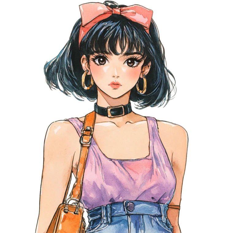 90S Anime Girl V21 Vinyl Car Decal Sticker – Waterproof & UV-Resistant 8"