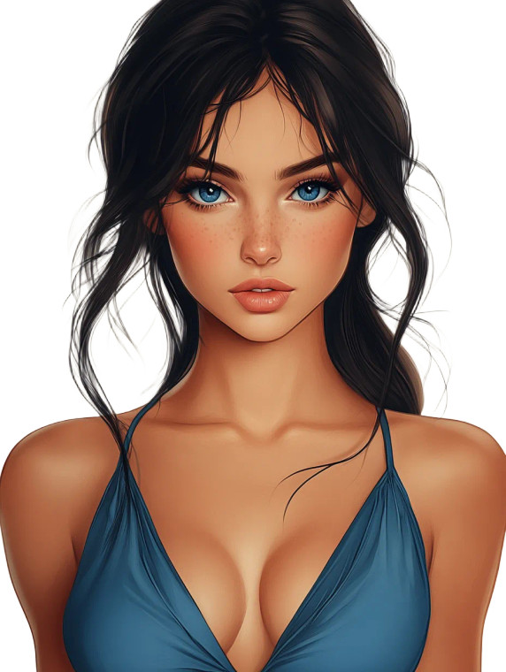 Cartoon Blue-Eyed Woman Vinyl Car Decal Sticker – Waterproof & UV-Resistant 8"