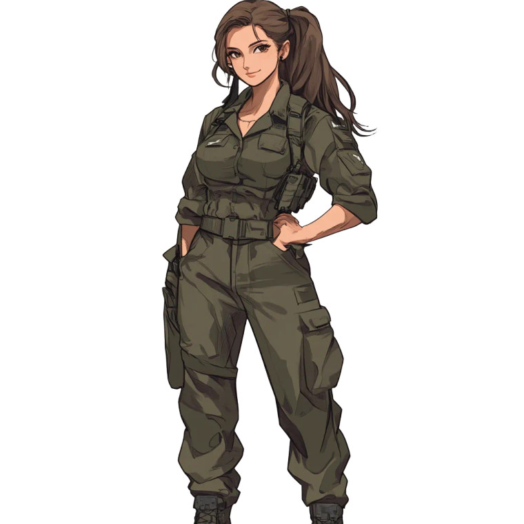 Female Soldier Illustration Vinyl Car Decal Sticker – Waterproof & UV-Resistant 8"