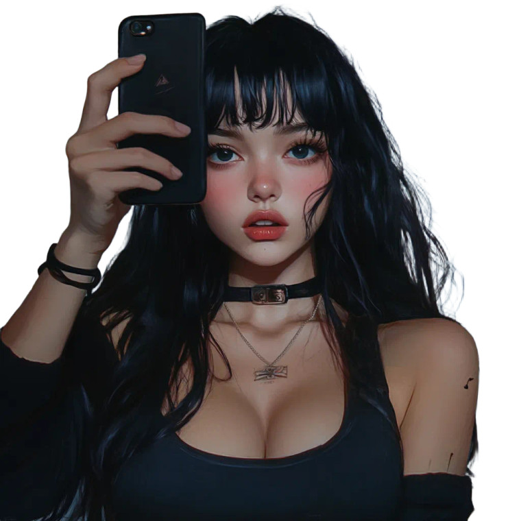 Girl Taking Selfie Vinyl Car Decal Sticker – Waterproof & UV-Resistant 8"