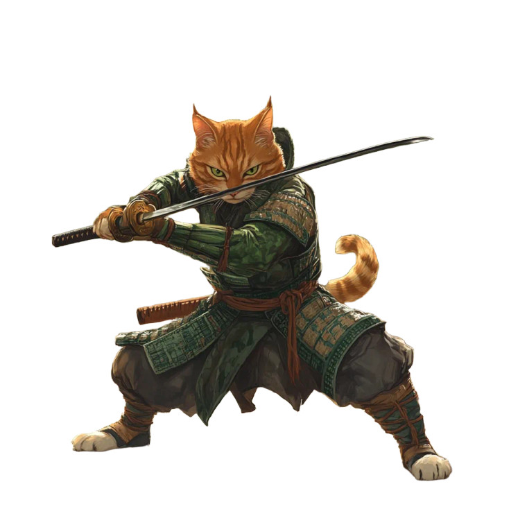 Samurai Cat Warrior Vinyl Car Decal Sticker – Waterproof & UV-Resistant 8"