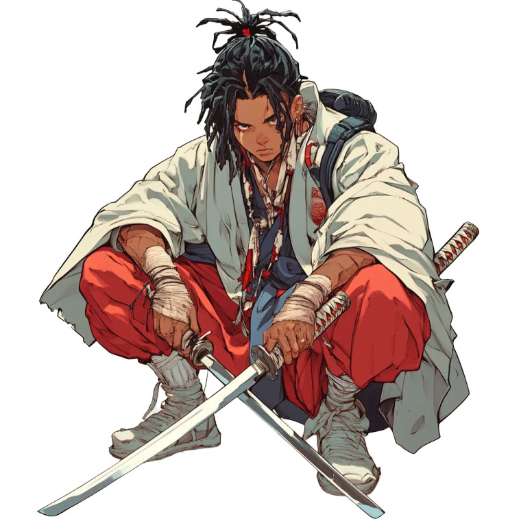 Anime Boy Samurai Vinyl Car Decal Sticker – Waterproof & UV-Resistant 8"