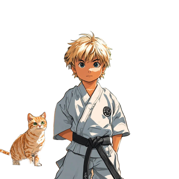 Judo Boy With Cats V2 Vinyl Car Decal Sticker – Waterproof & UV-Resistant 8"
