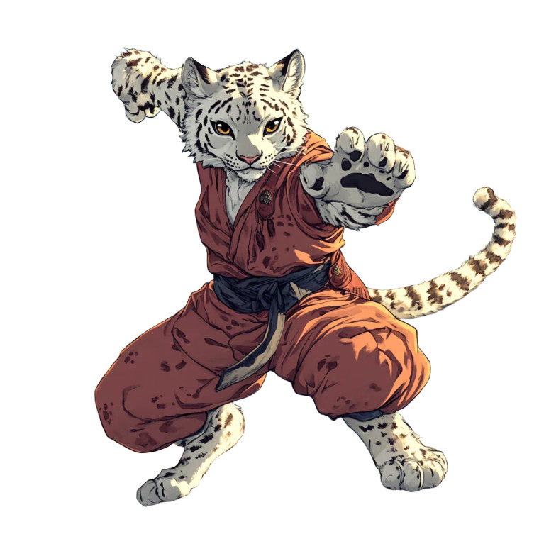 Kung Fu Snow Leopard Vinyl Car Decal Sticker – Waterproof & UV-Resistant 8"