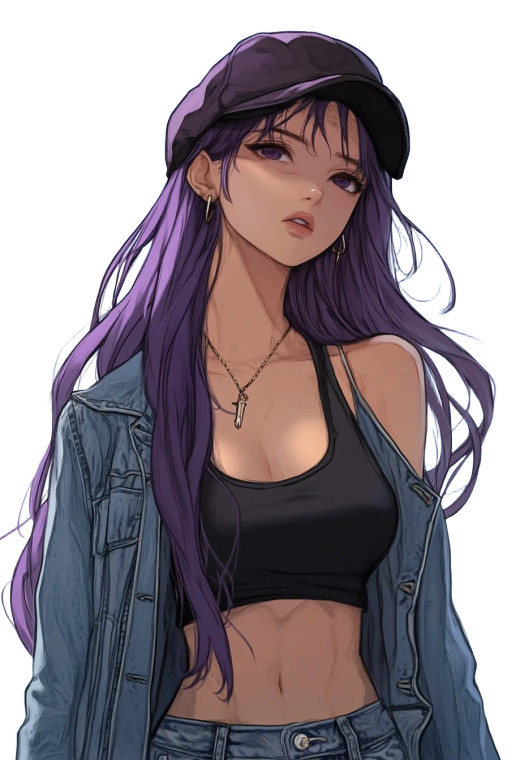 Purple-Haired Anime Girl Vinyl Car Decal Sticker – Waterproof & UV-Resistant 8"