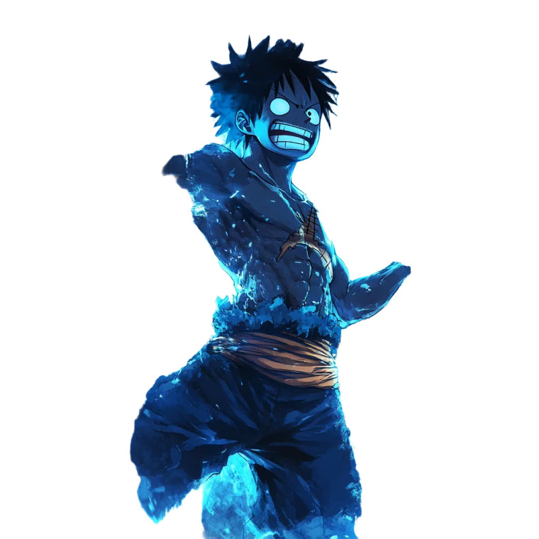 Electric Blue Luffy Vinyl Car Decal Sticker – Waterproof & UV-Resistant 8"