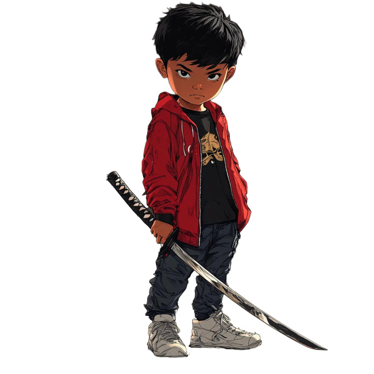 Badass Asian Kid Vinyl Car Decal Sticker – Waterproof & UV-Resistant 8"