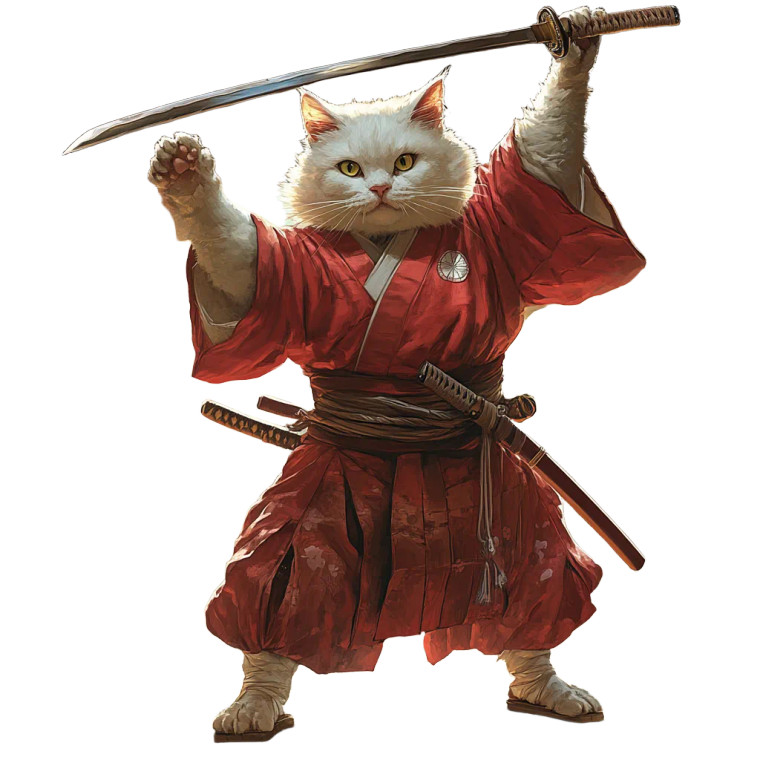 Samurai Cat V2 Vinyl Car Decal Sticker – Waterproof & UV-Resistant 8"