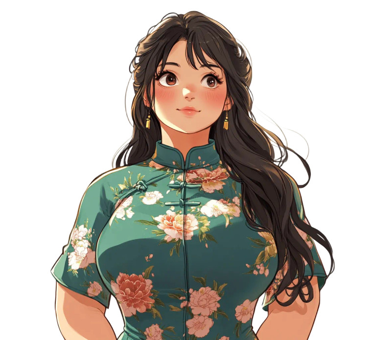 Fat Cheongsam Woman Vinyl Car Decal Sticker – Waterproof & UV-Resistant 8"