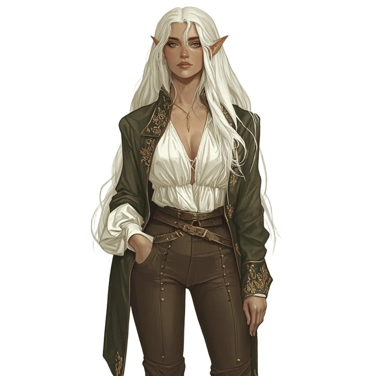 Elegant Half-Elf Adventurer Vinyl Car Decal Sticker – Waterproof & UV-Resistant 8"