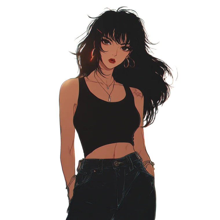 '80S Anime Girl Vinyl Car Decal Sticker – Waterproof & UV-Resistant 8"