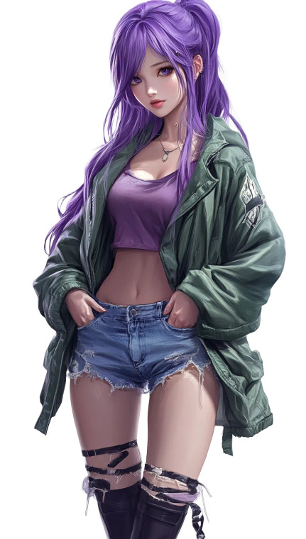 Purple Hair Manga Girl Vinyl Car Decal Sticker – Waterproof & UV-Resistant 8"