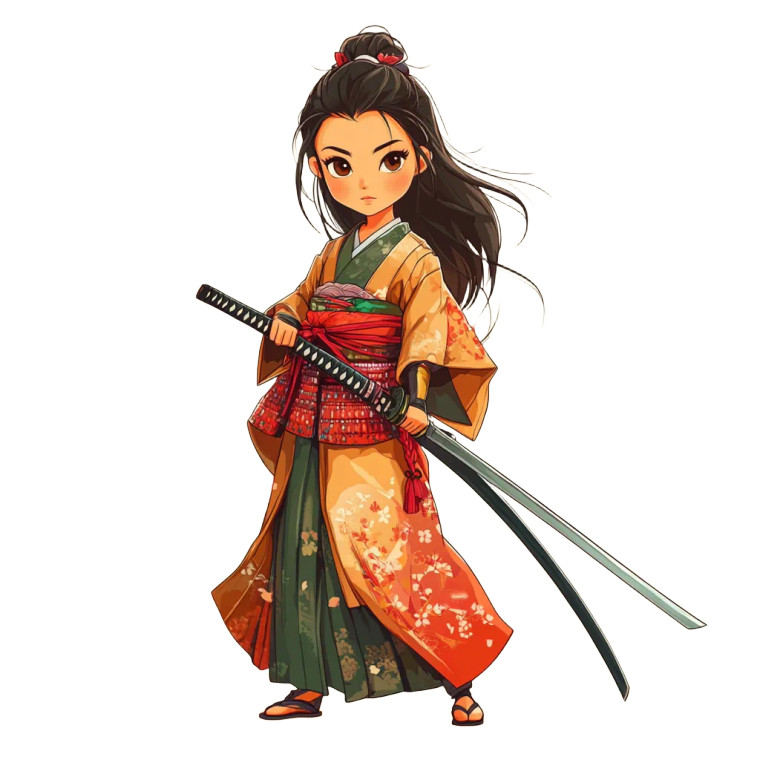 Japanese Female Samurai Vinyl Car Decal Sticker – Waterproof & UV-Resistant 8"