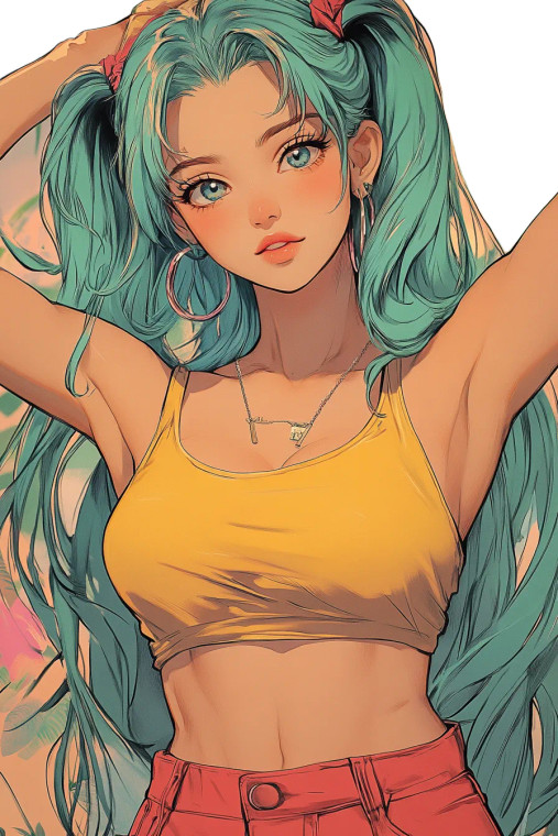 90S Anime Woman V4 Vinyl Car Decal Sticker – Waterproof & UV-Resistant 8"