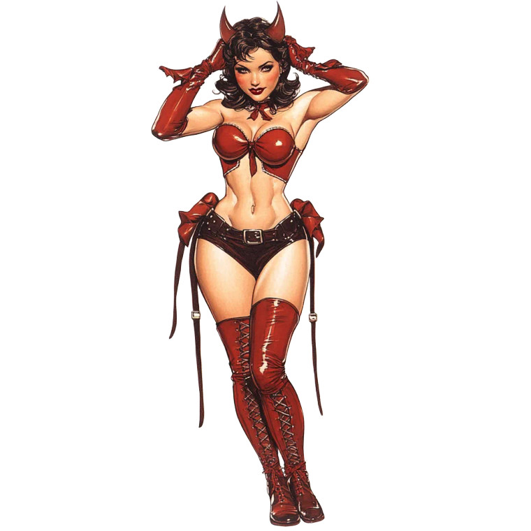 Devil Woman Pin-Up Vinyl Car Decal Sticker – Waterproof & UV-Resistant 8"