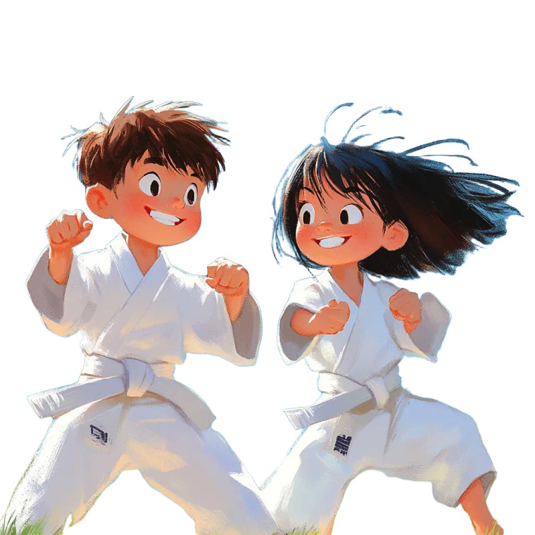 Twins Practicing Karate Vinyl Car Decal Sticker – Waterproof & UV-Resistant 8"