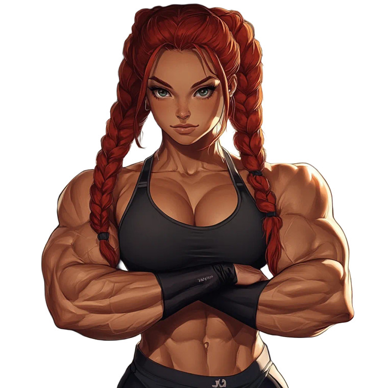 Muscular Cartoon Woman Vinyl Car Decal Sticker – Waterproof & UV-Resistant 8"