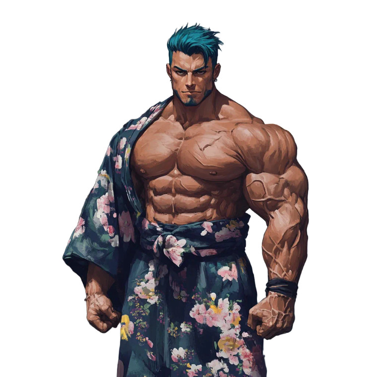 Teal-Haired Bodybuilder Vinyl Car Decal Sticker – Waterproof & UV-Resistant 8"