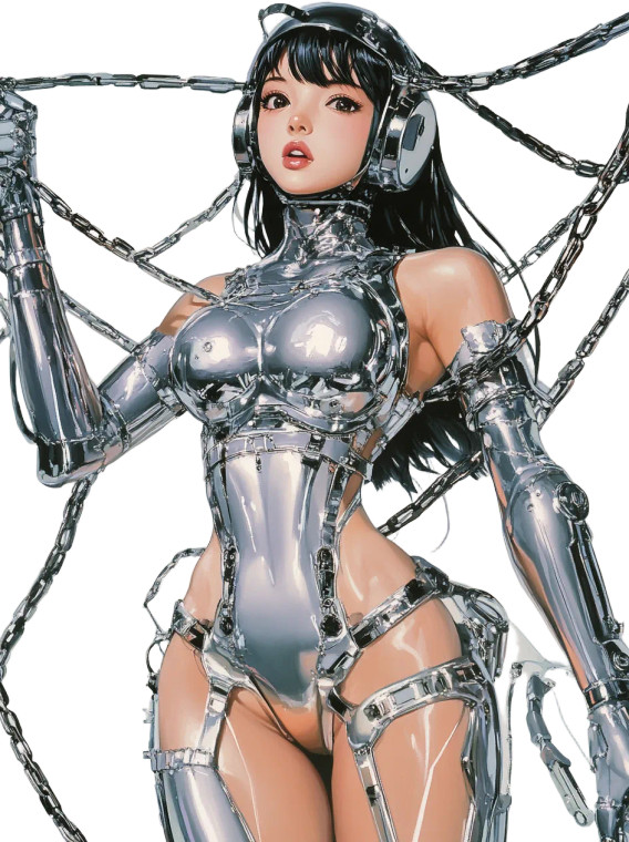 Futuristic Chrome Lady V2 Vinyl Car Decal Sticker – Waterproof & UV-Resistant 8"