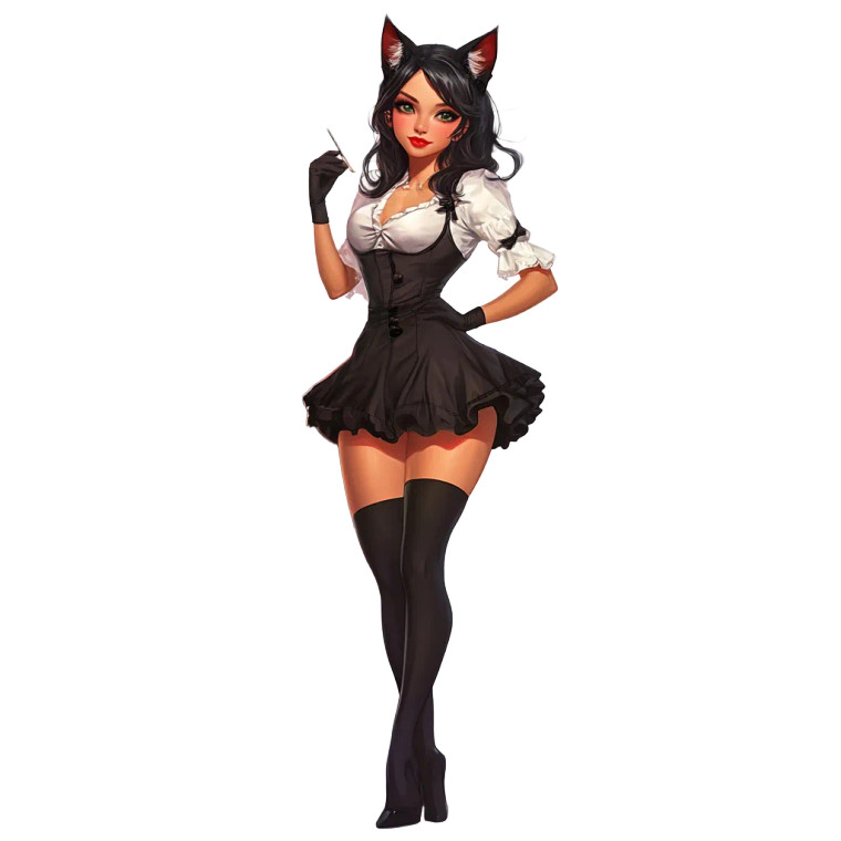 Cat-Eared Bartender Vinyl Car Decal Sticker – Waterproof & UV-Resistant 8"