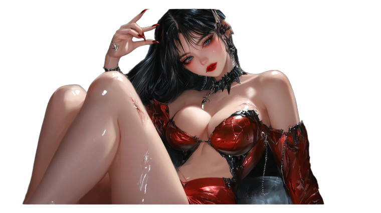 Demon Girl Red Dress Vinyl Car Decal Sticker – Waterproof & UV-Resistant 8"