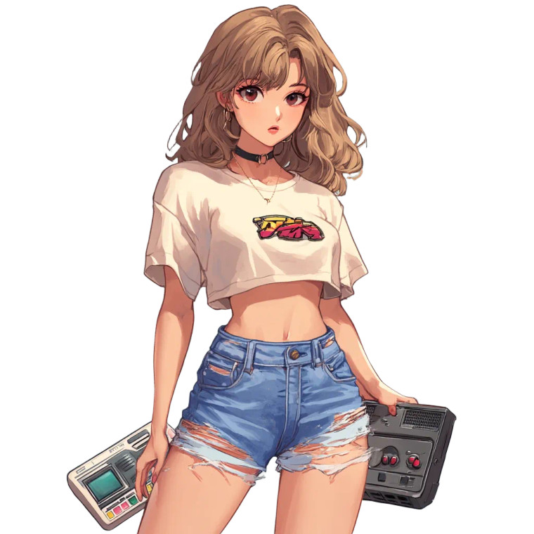 90S Game Girl Vinyl Car Decal Sticker – Waterproof & UV-Resistant 8"