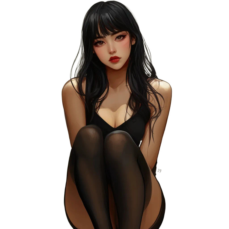 Asian Girl 2D V2 Vinyl Car Decal Sticker – Waterproof & UV-Resistant 8"