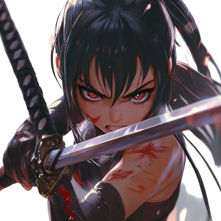 Angry Anime Swordswoman Vinyl Car Decal Sticker – Waterproof & UV-Resistant 8"