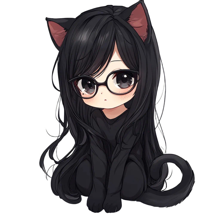 Chibi Cat Girl Vinyl Car Decal Sticker – Waterproof & UV-Resistant 8"