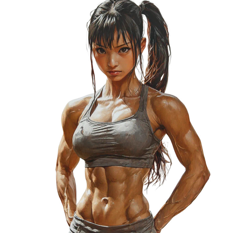 Muscle Asian Girl V2 Vinyl Car Decal Sticker – Waterproof & UV-Resistant 8"