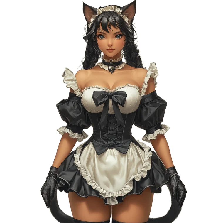 Classy Cat Maid Vinyl Car Decal Sticker – Waterproof & UV-Resistant 8"