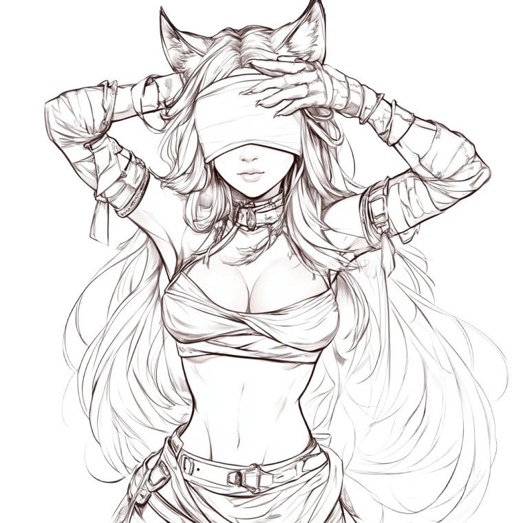 Blindfolded Miqo'Te Dancer Vinyl Car Decal Sticker – Waterproof & UV-Resistant 8"