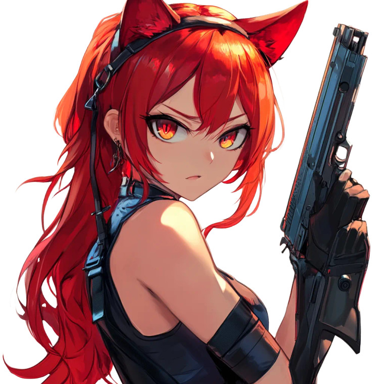 Armed Redhead Girl Vinyl Car Decal Sticker – Waterproof & UV-Resistant 8"