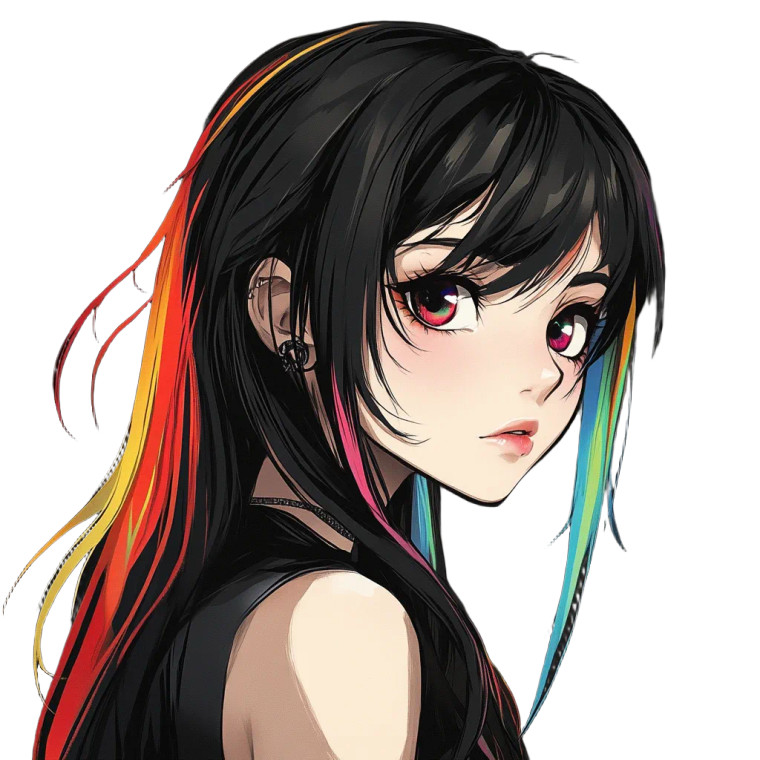 Anime Girl Rainbow Vinyl Car Decal Sticker – Waterproof & UV-Resistant 8"