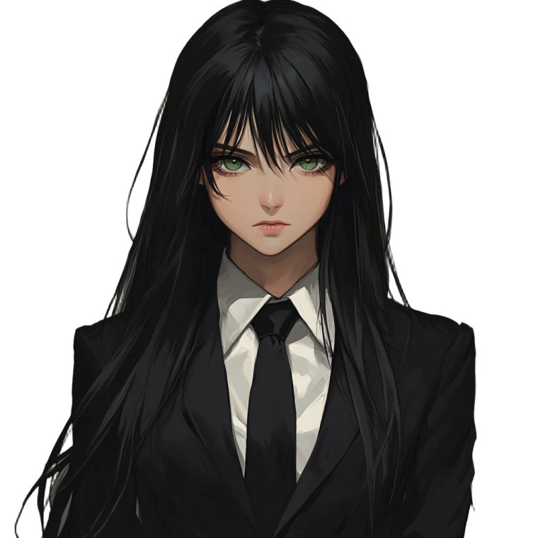 Girl In Black Suit V2 Vinyl Car Decal Sticker – Waterproof & UV-Resistant 8"