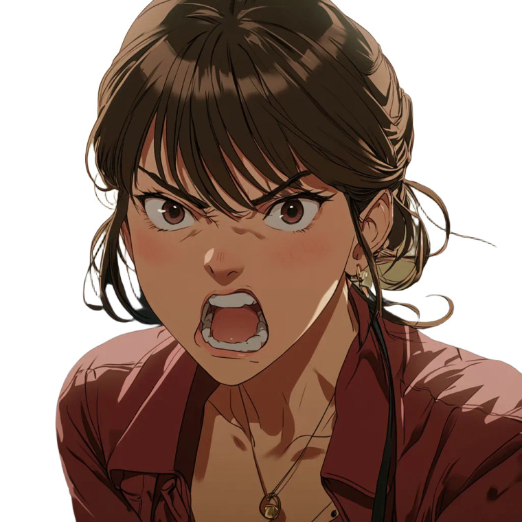 Angry Anime Woman V5 Vinyl Car Decal Sticker – Waterproof & UV-Resistant 8"