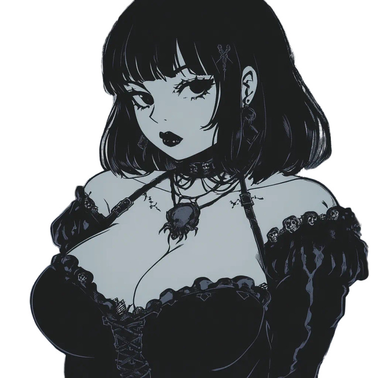 Retro Goth Anime Girl Vinyl Car Decal Sticker – Waterproof & UV-Resistant 8"